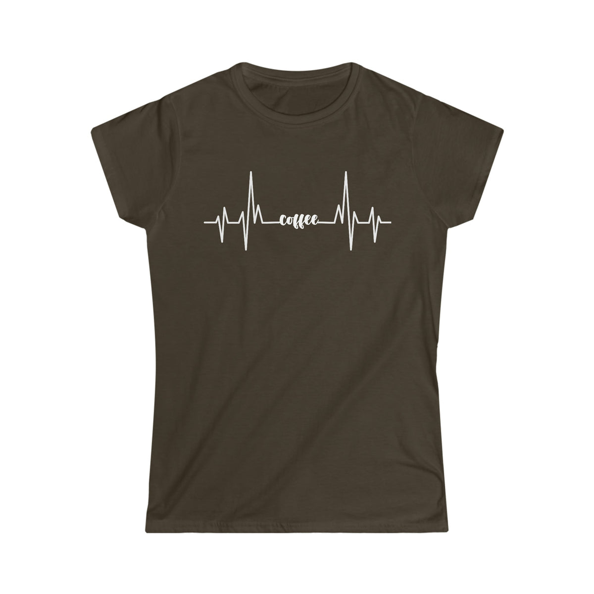 Coffee, The Heart Beat of America Women's Soft Style Tee Dark Chocolate