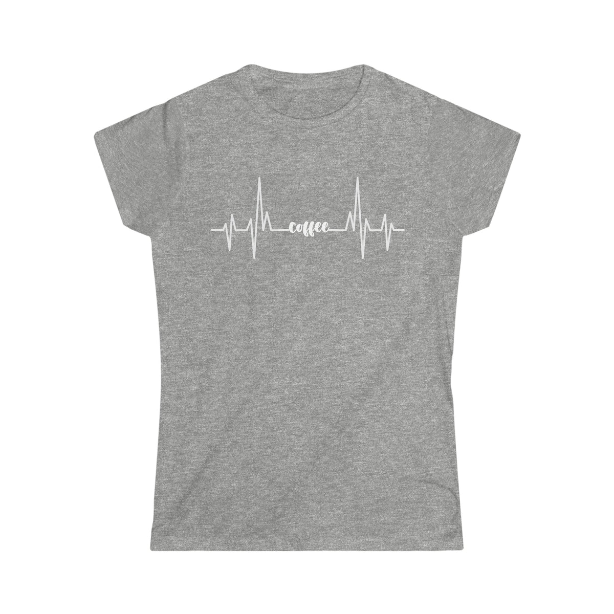 Coffee, The Heart Beat of America Women's Soft Style Tee Sport Grey