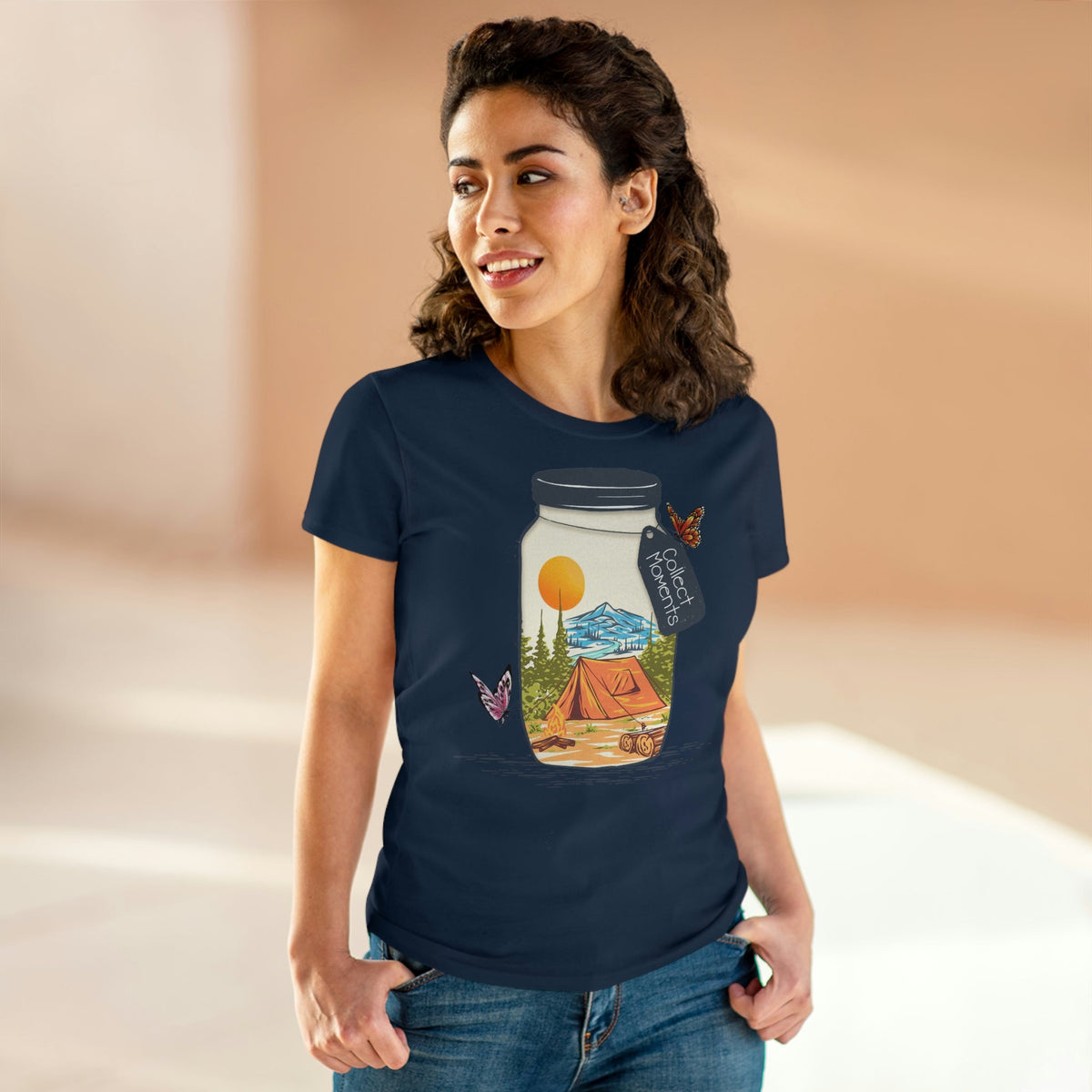 Collect Moments Women's Midweight Cotton Tee Navy