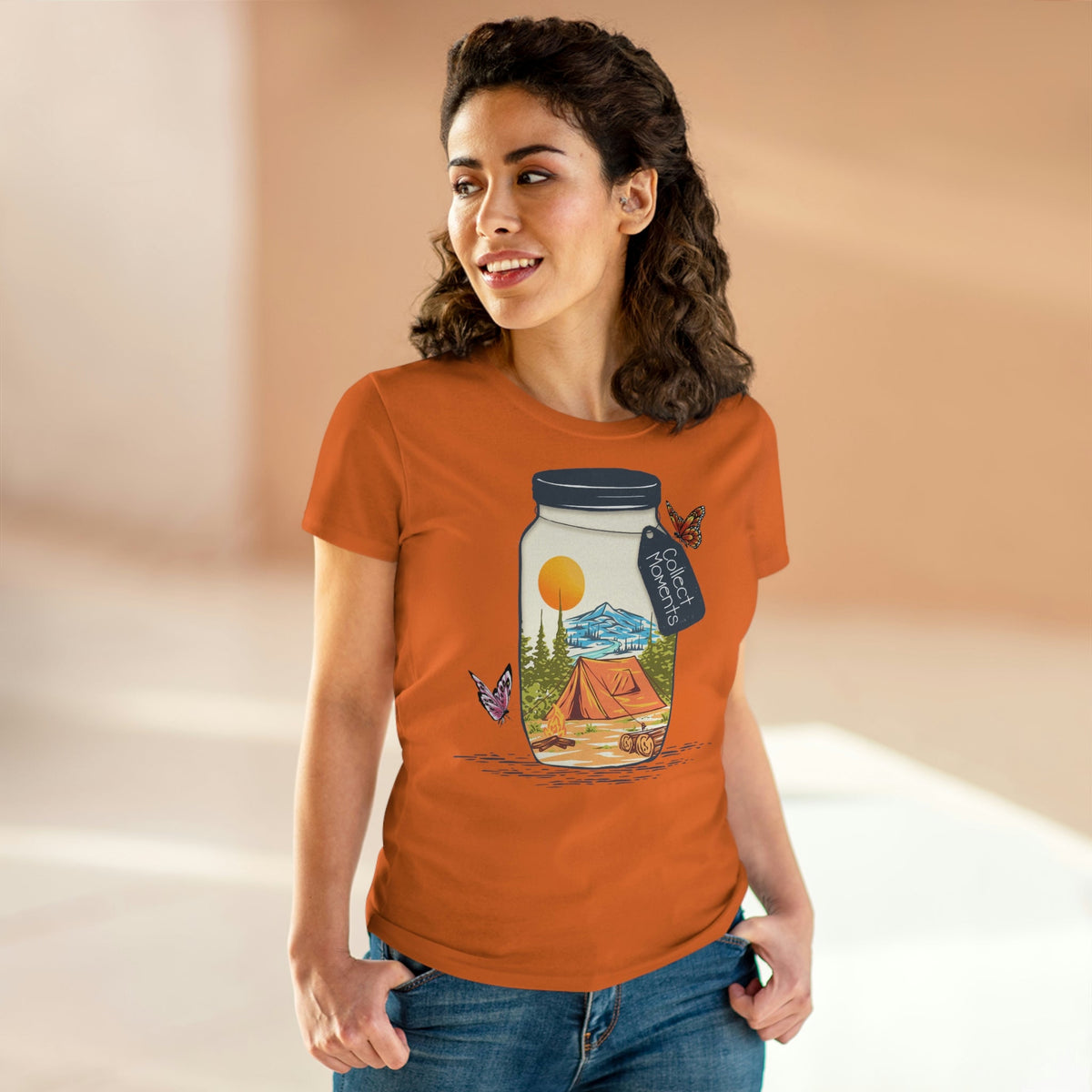 Collect Moments Women's Midweight Cotton Tee Orange