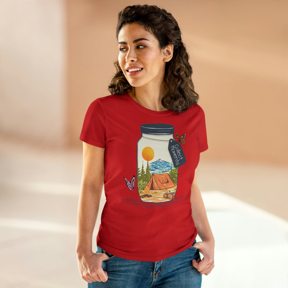 Collect Moments Women's Midweight Cotton Tee Red