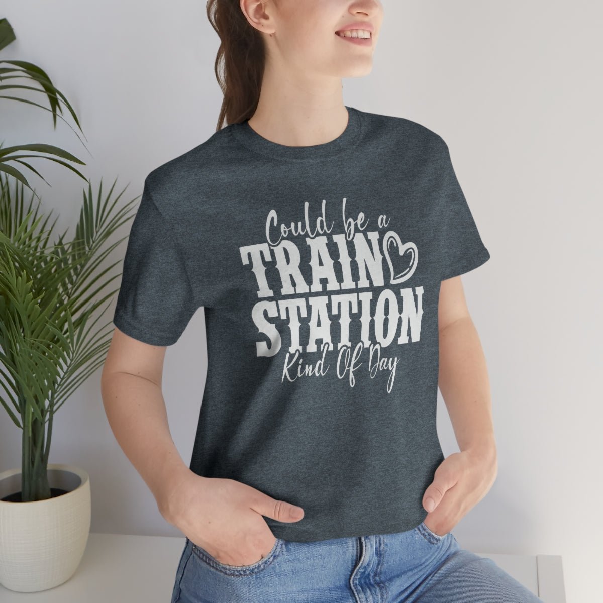 Could be a train station kind of day Women's Short Sleeve Tee Heather Slate