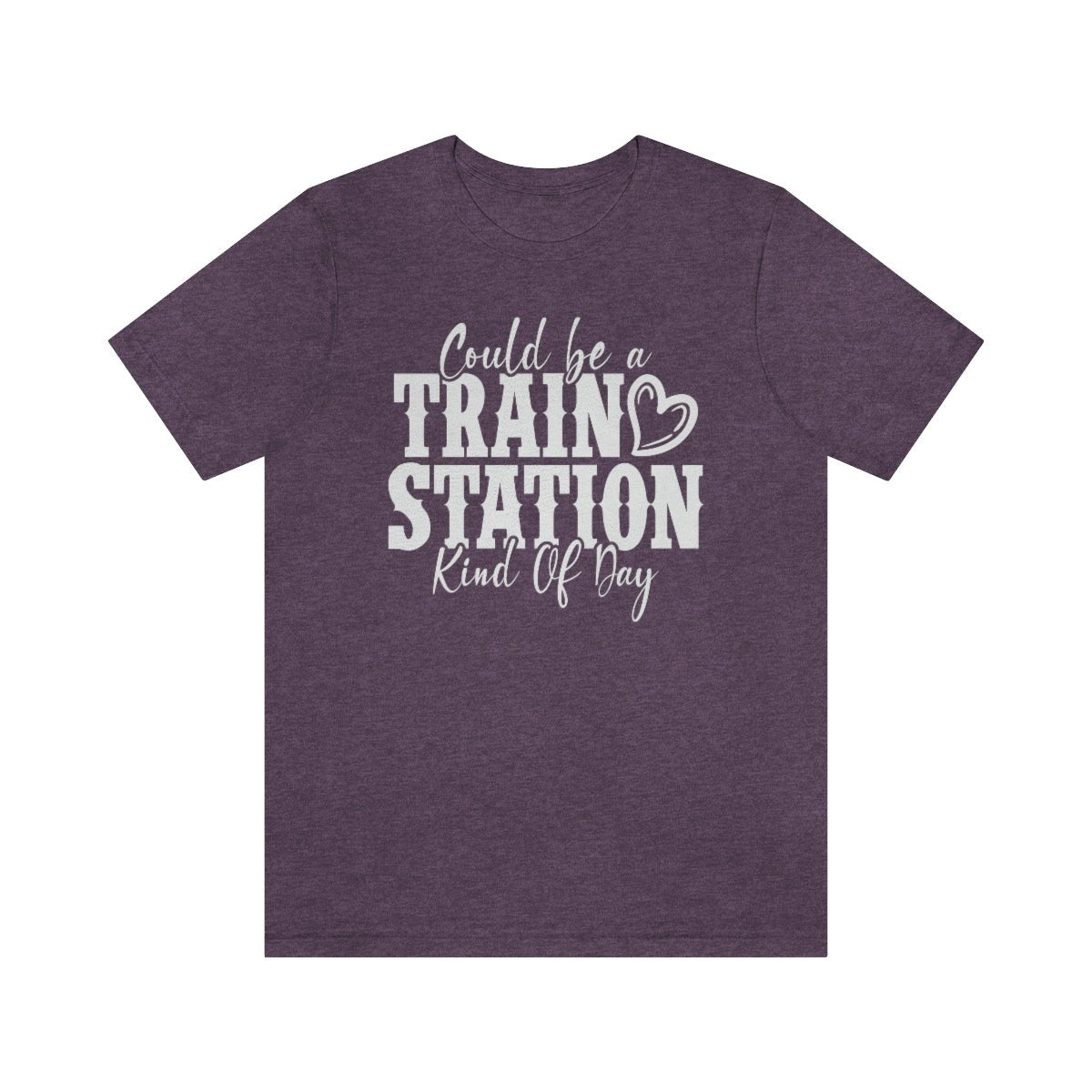 Could be a train station kind of day Women's Short Sleeve Tee Heather Team Purple