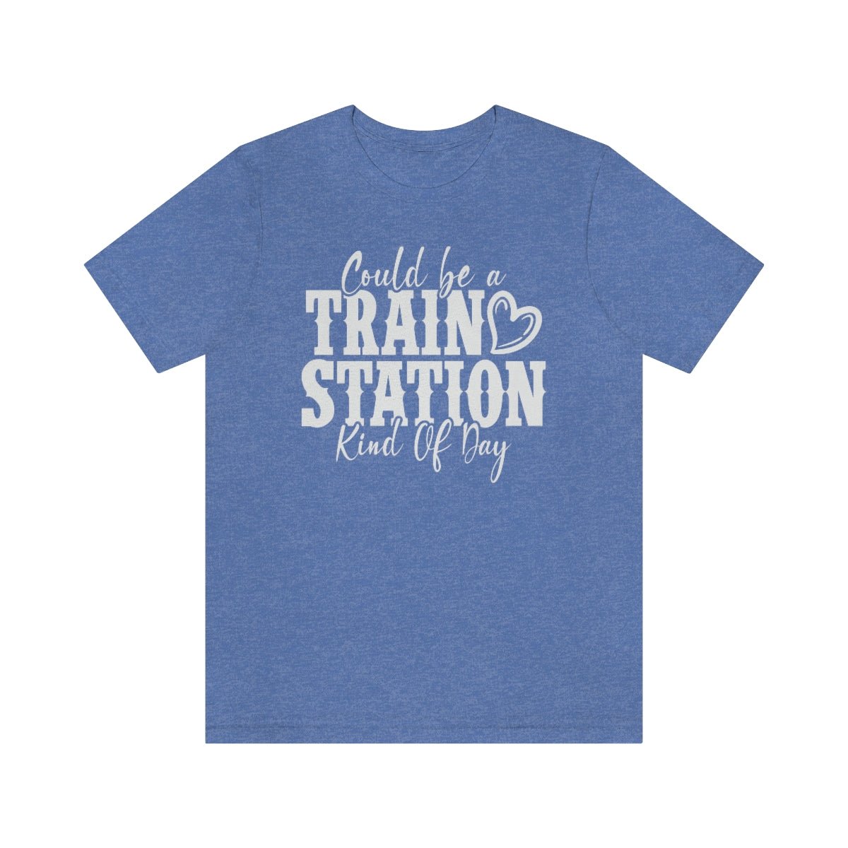 Could be a train station kind of day Women's Short Sleeve Tee Heather Columbia Blue