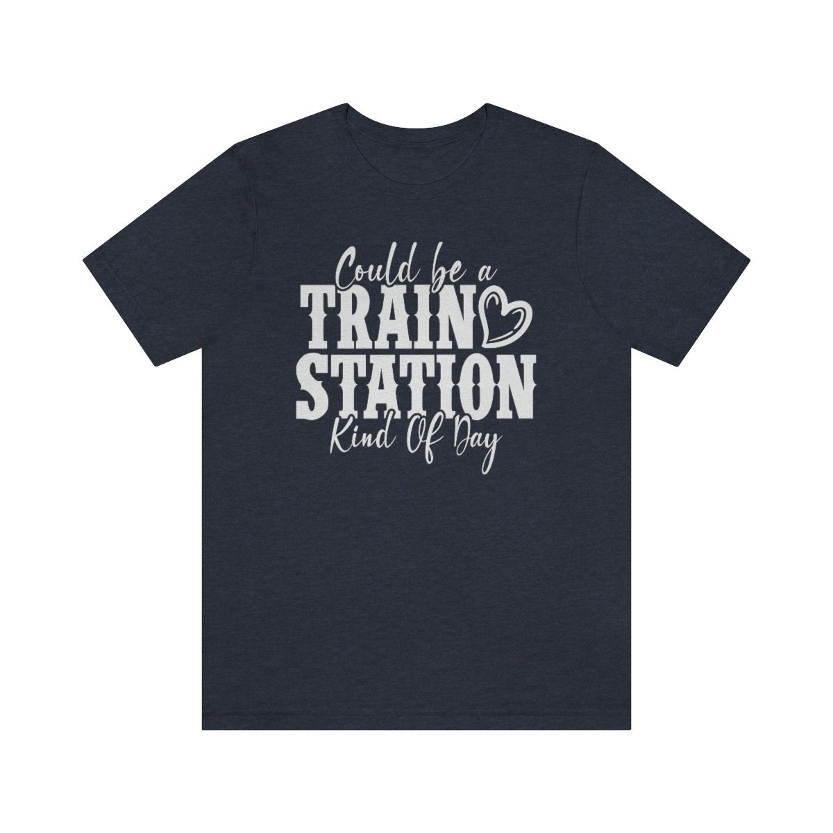 Could be a train station kind of day Women's Short Sleeve Tee Heather Navy