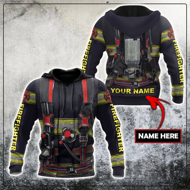 Customized With Your Name - 3D Bunker Gear & SCBA Sublimated Hoodie, Zip-Up or Sweatshirt - Salty Medic Clothing Co.