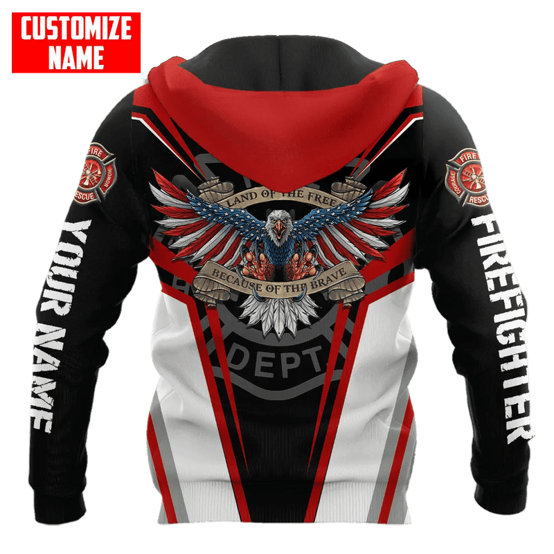 Customized With Your Name - American Bald Eagle Firefighter Sublimated Hoodie, Zip-Up or Sweatshirt