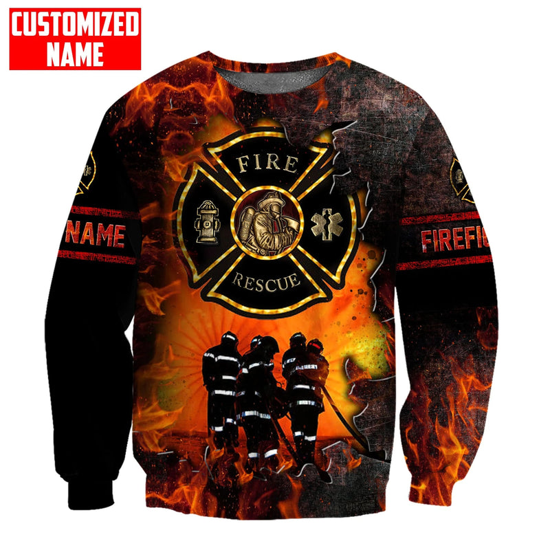 Customized With Your Name - Fog Pattern Firefighter Sublimated Hoodie, Zip-Up or Sweatshirt Sweatshirt