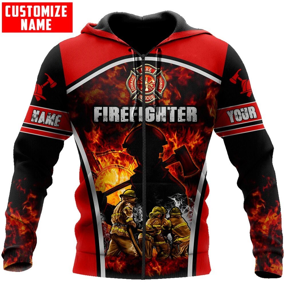 Customized With Your Name - Red & Black Fire Rescue Sublimated Hoodie, Zip-Up or Sweatshirt - Salty Medic Clothing Co.