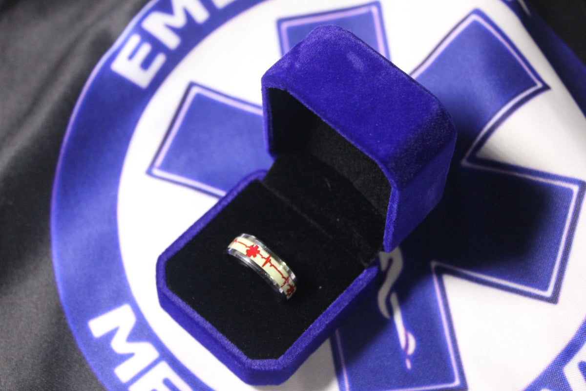 EMS Star of Life Ring with EKG Inlay