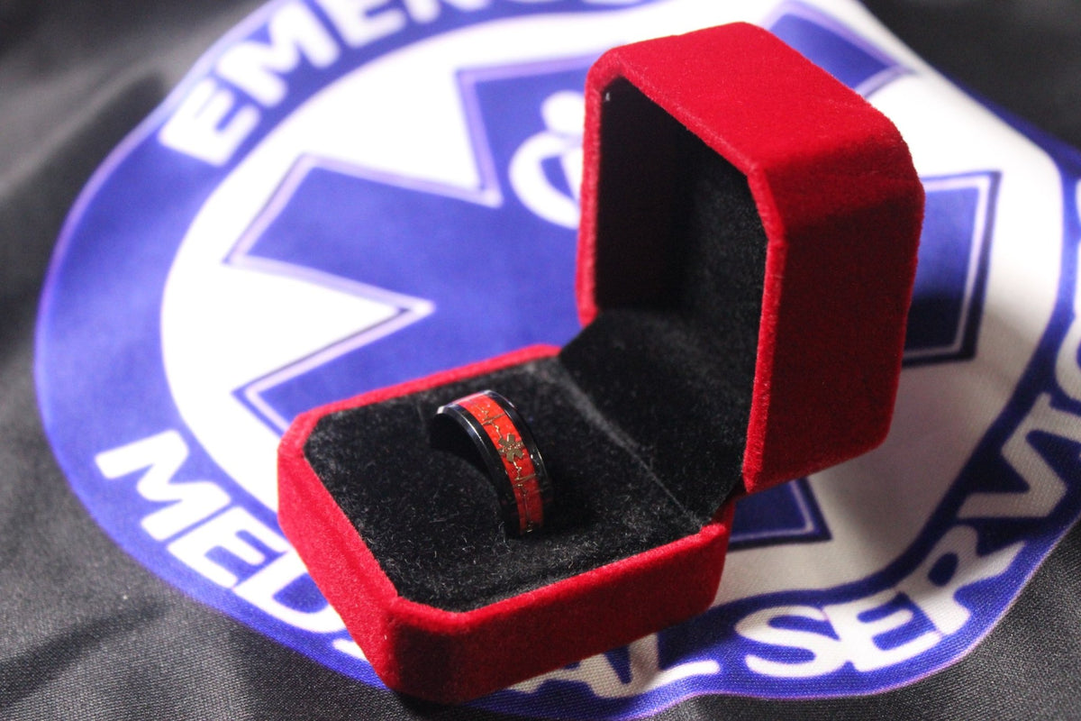 EMS Star of Life Ring with EKG Inlay