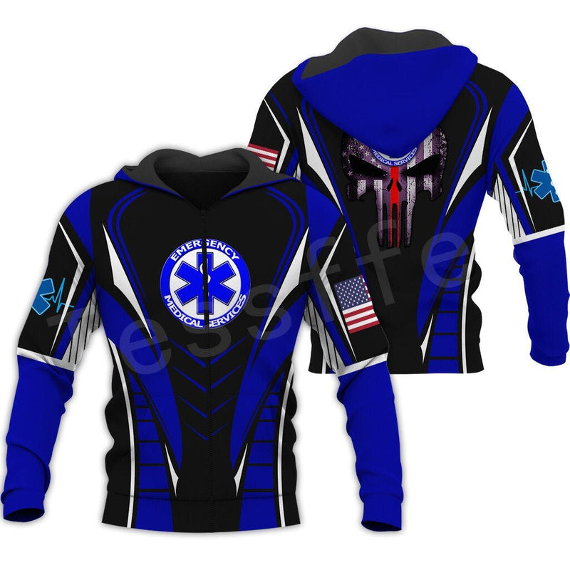 EMT - EMS 3D Sublimated Hoodie, Zip-Up or Sweatshirt zip