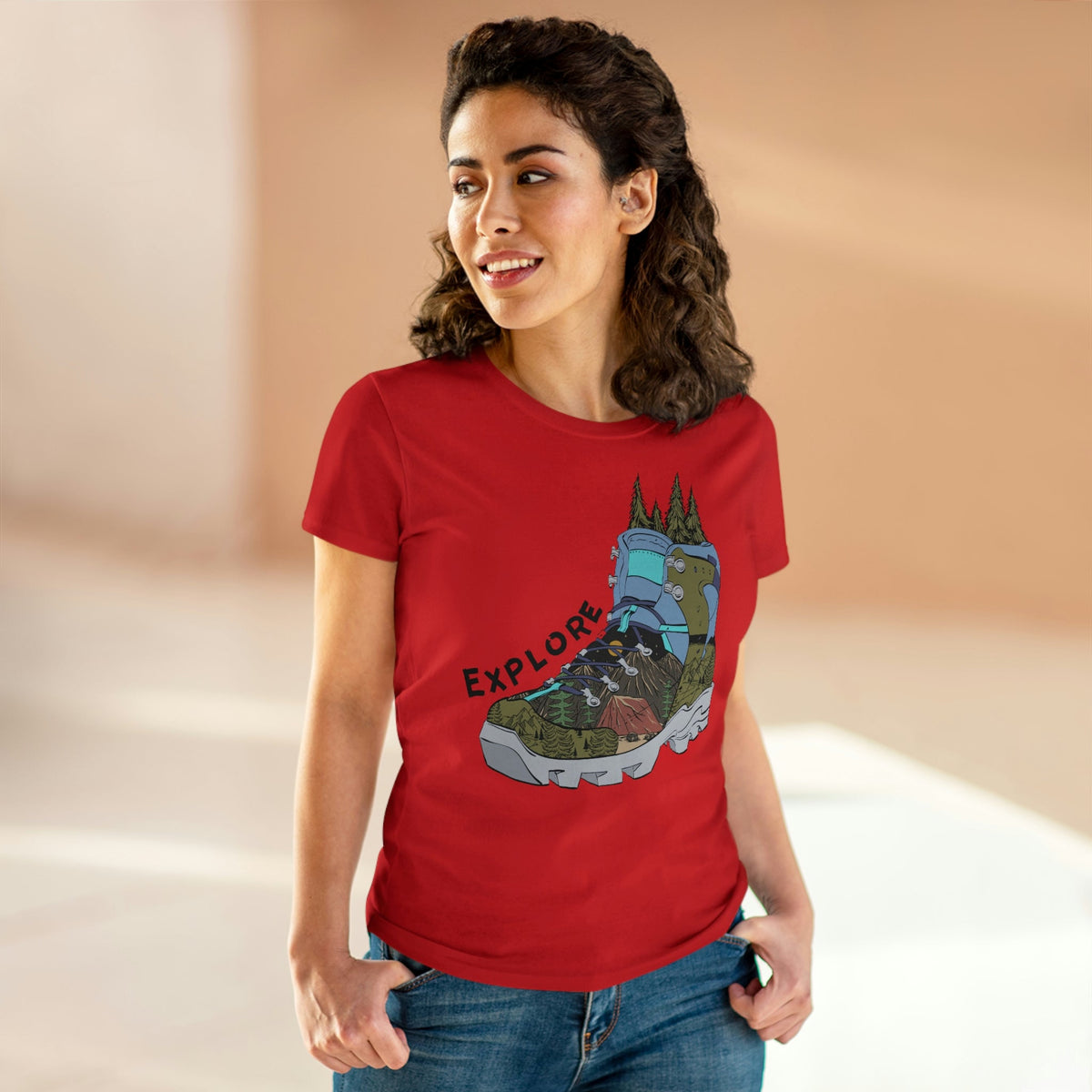 Explore Women's Midweight Cotton Tee Red