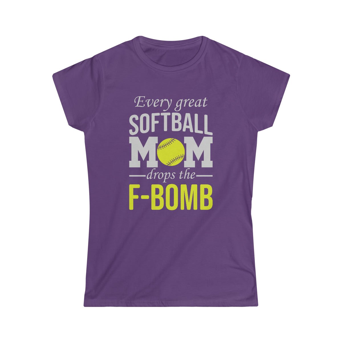 F Bomb Softball Mom Women's Softstyle Tee Purple