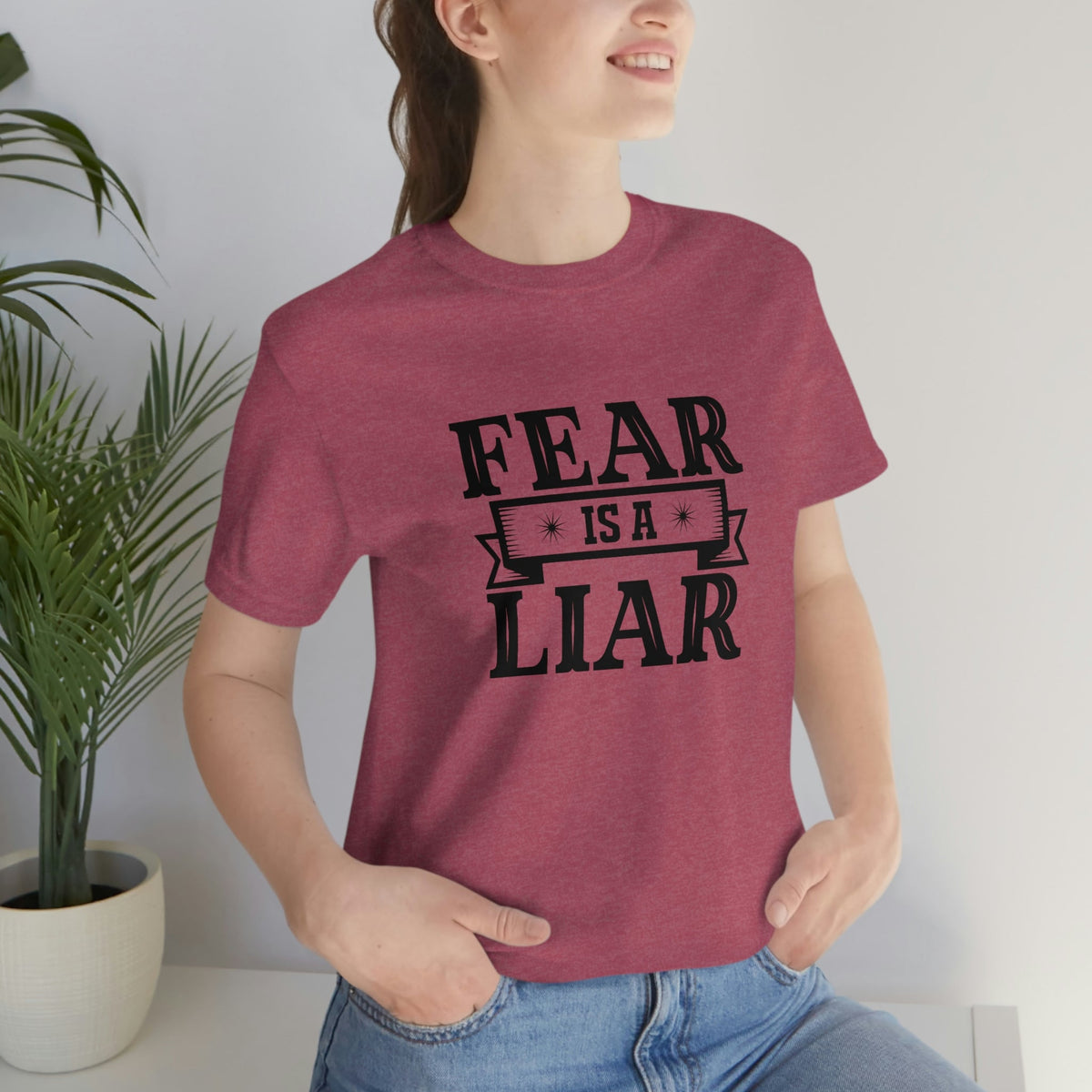 Fear is a liar Women's Short Sleeve Tee Heather Raspberry