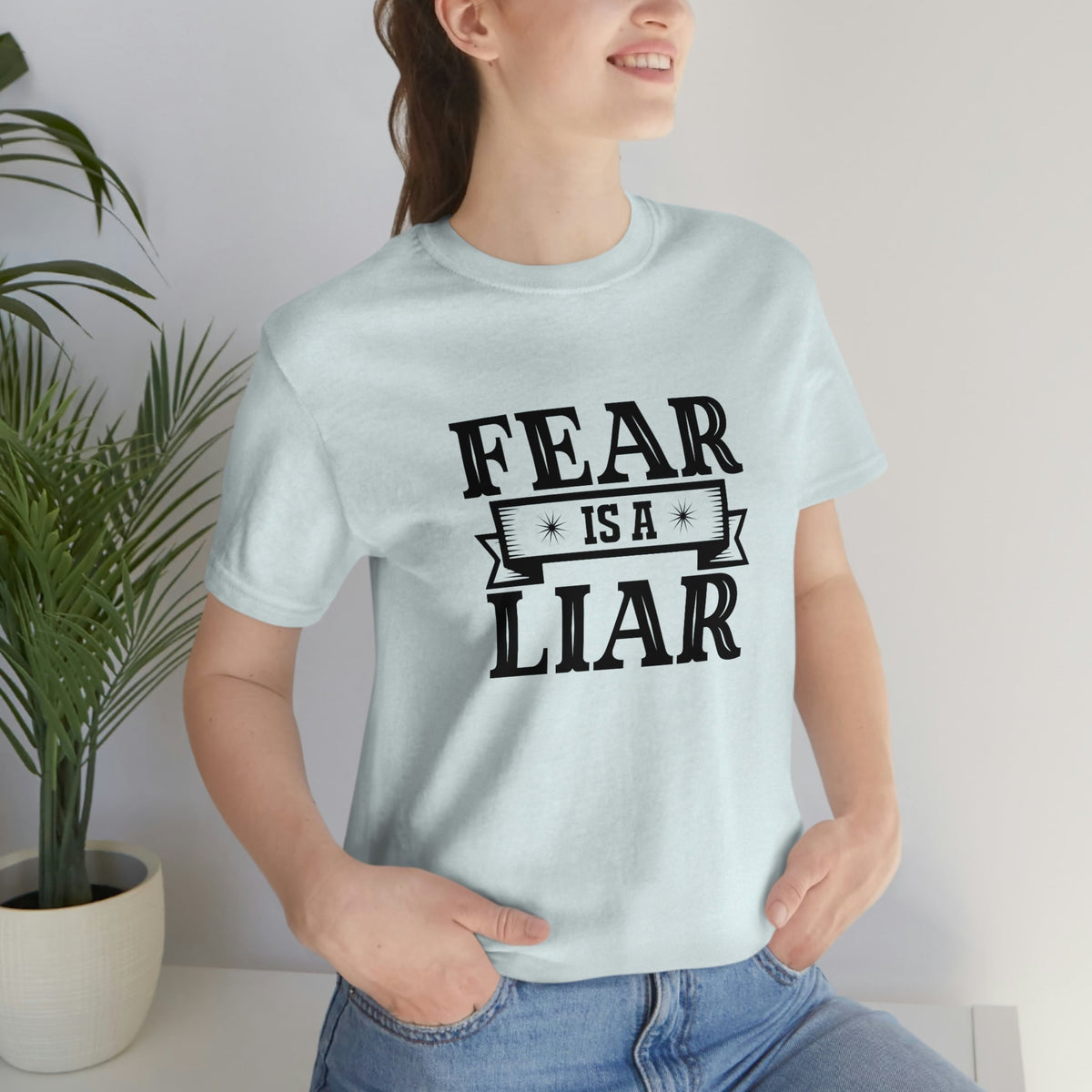 Fear is a liar Women's Short Sleeve Tee Heather Ice Blue