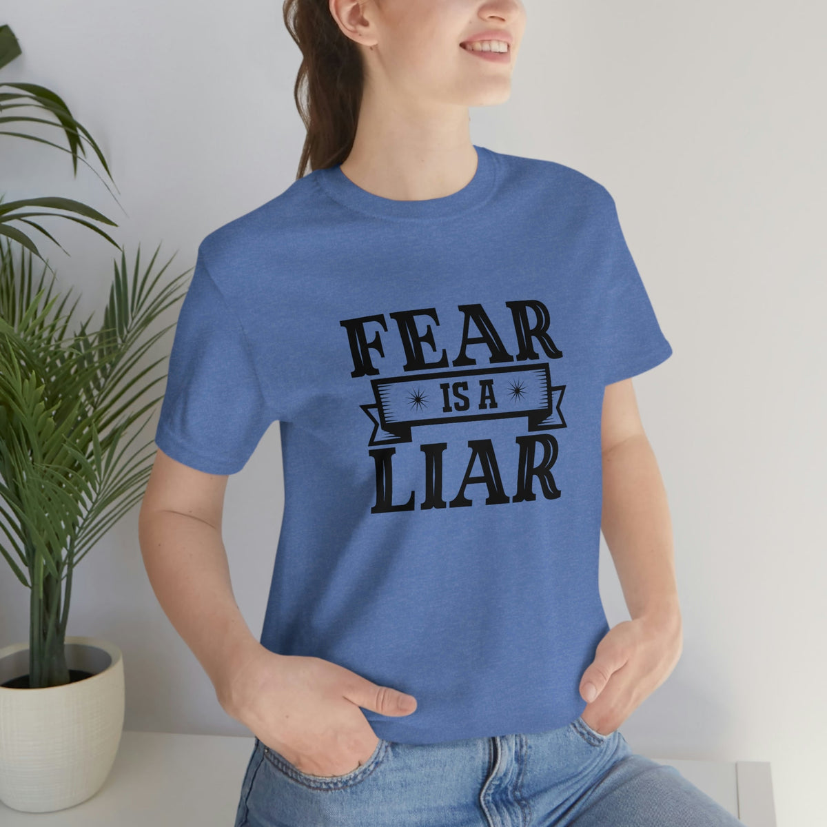 Fear is a liar Women's Short Sleeve Tee Heather Columbia Blue