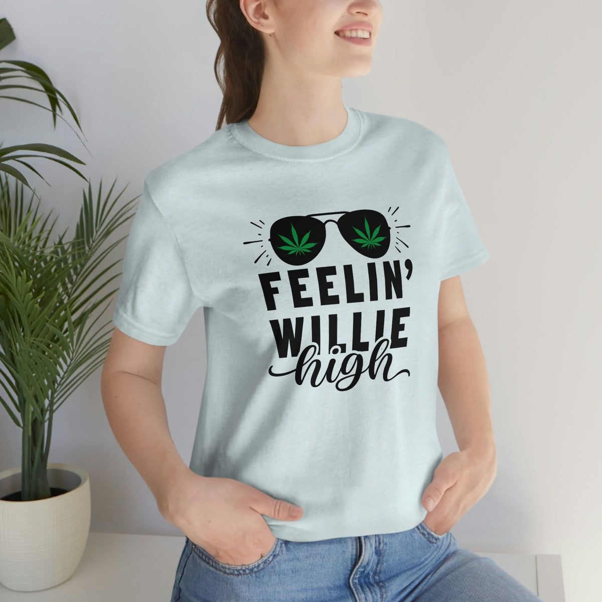 Feelin' Willie High Women's Short Sleeve Tee Heather Ice Blue