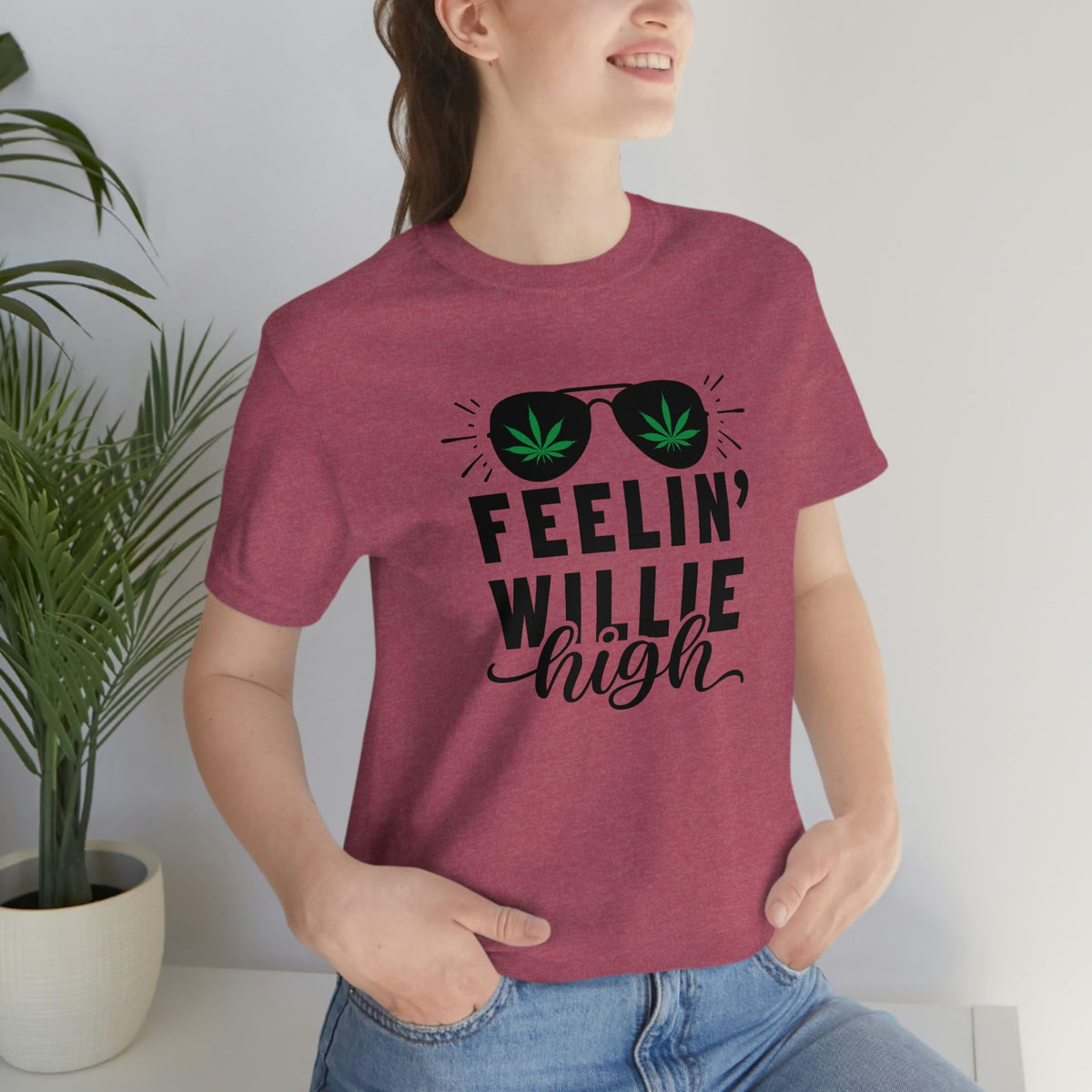 Feelin' Willie High Women's Short Sleeve Tee Heather Raspberry