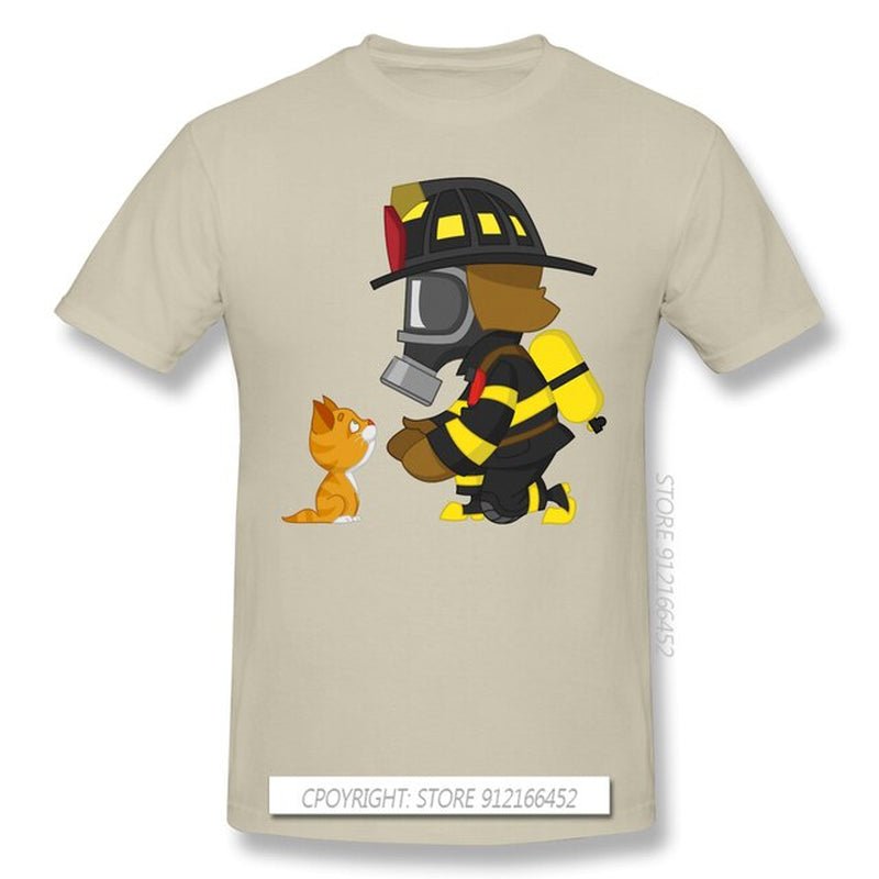 Firefighter Rescues Kitten T Shirt Khaki