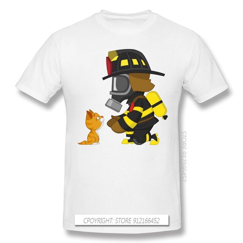 Firefighter Rescues Kitten T Shirt White