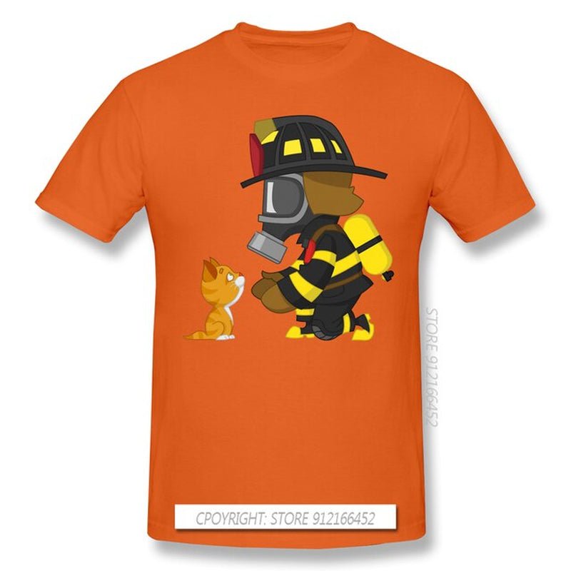 Firefighter Rescues Kitten T Shirt Orange