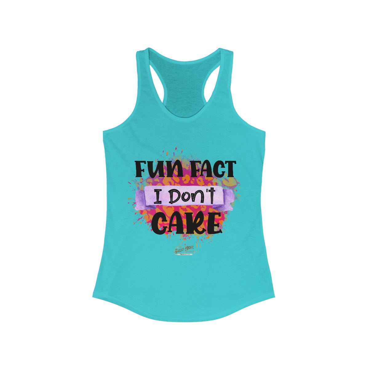 Fun Fact, I Don't Care Racerback Tank Solid Tahiti Blue