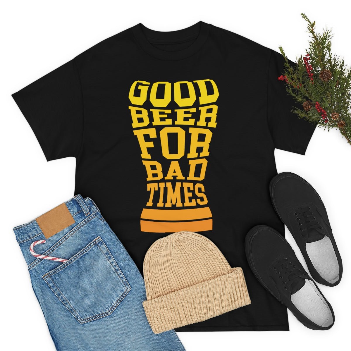 Good Beer For Bad Times Men's Cotton Tee