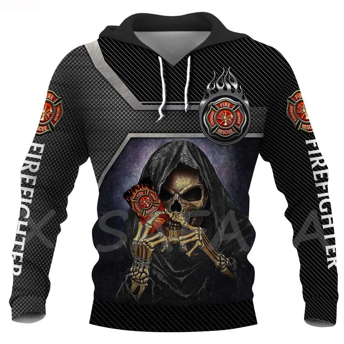 Grim Reaper Firefighter 3D Sublimated Hoodie Grim Reaper