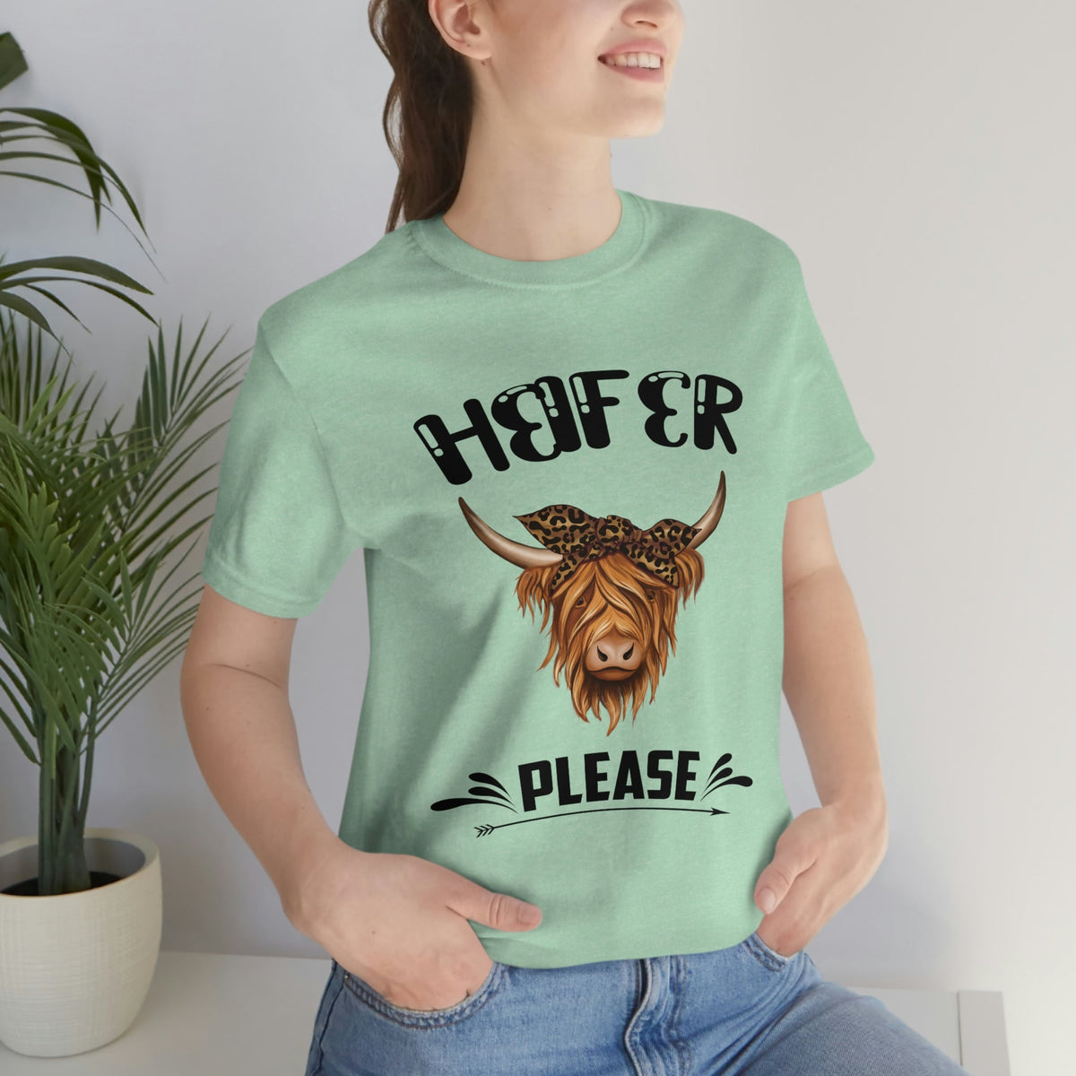 Heifer Please Women's Short Sleeve Tee Heather Mint