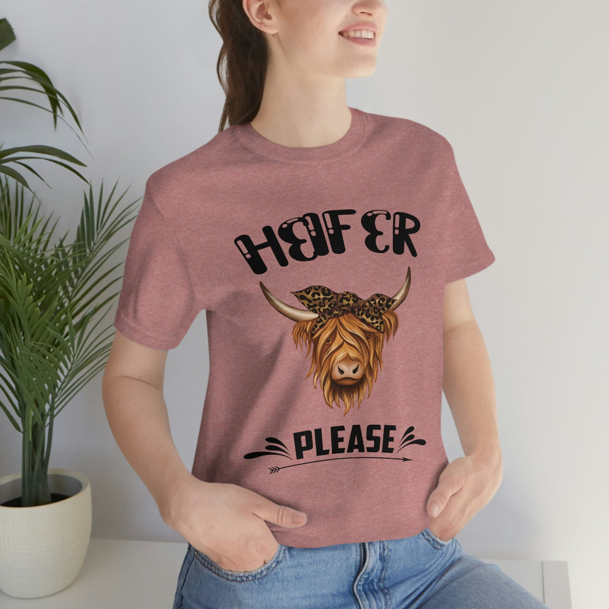 Heifer Please Women's Short Sleeve Tee Heather Mauve