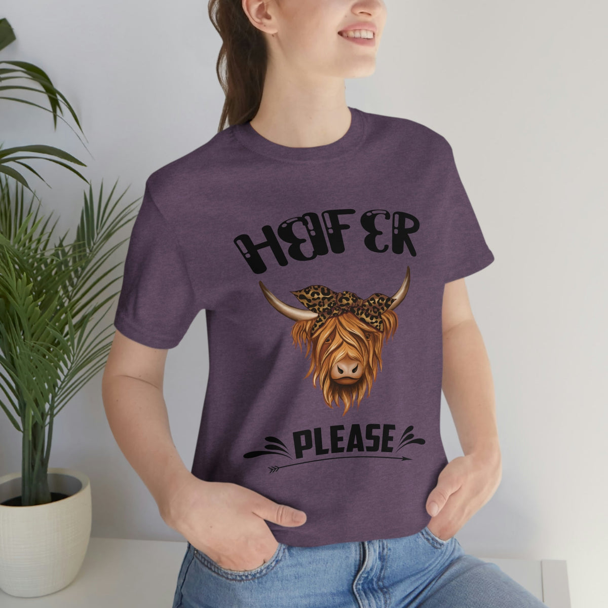 Heifer Please Women's Short Sleeve Tee Heather Team Purple