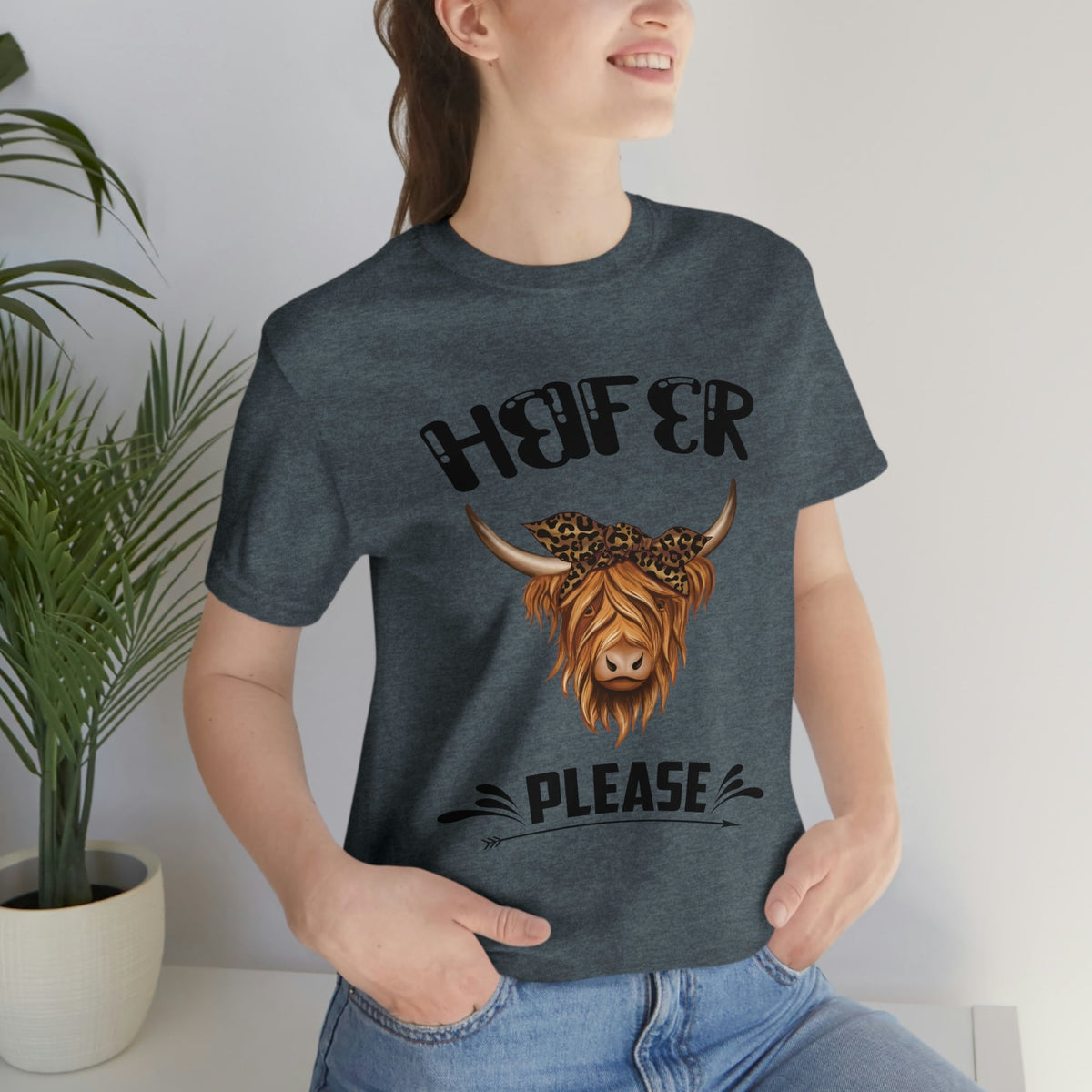 Heifer Please Women's Short Sleeve Tee Heather Slate