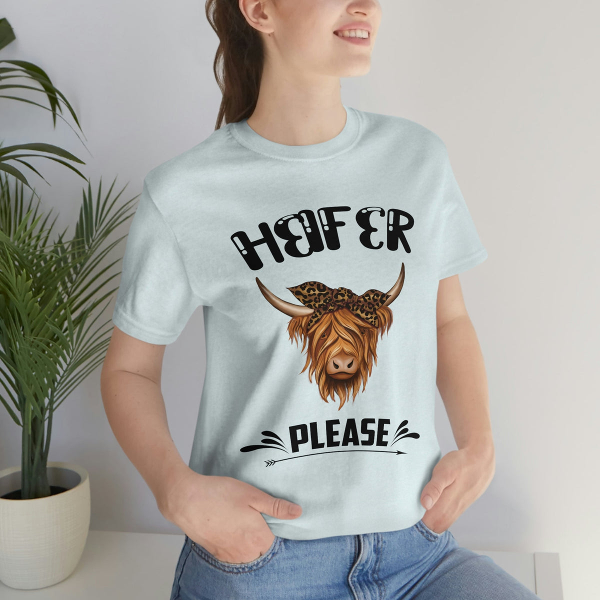 Heifer Please Women's Short Sleeve Tee Heather Ice Blue