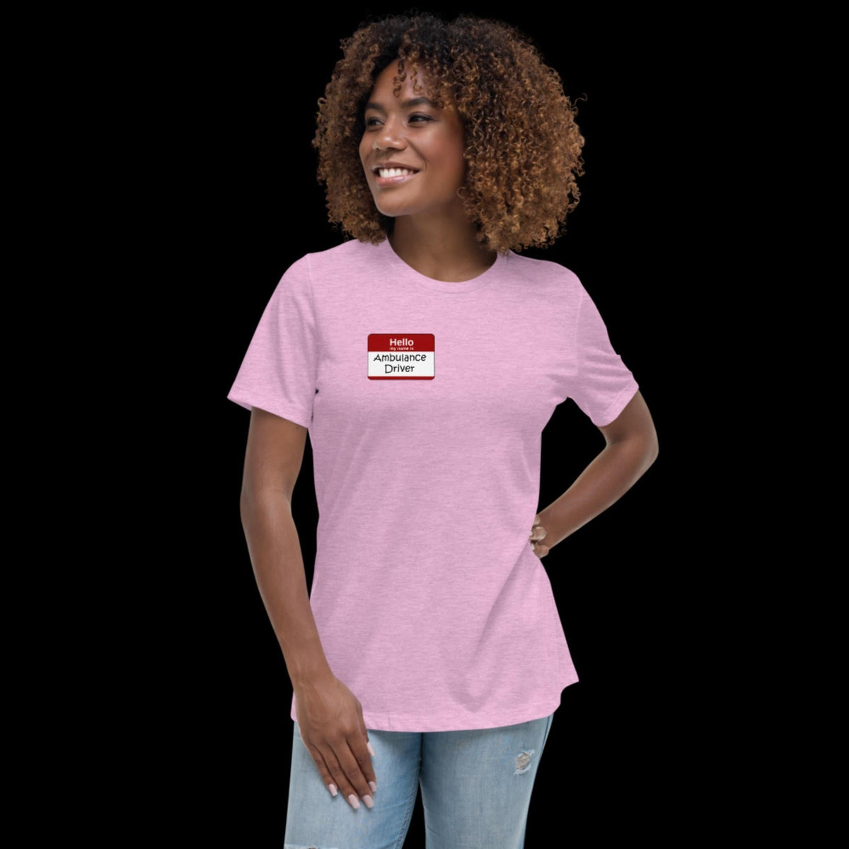 Hello, My Name Is Ambulance Driver Women's Relaxed T-Shirt Heather Prism Lilac