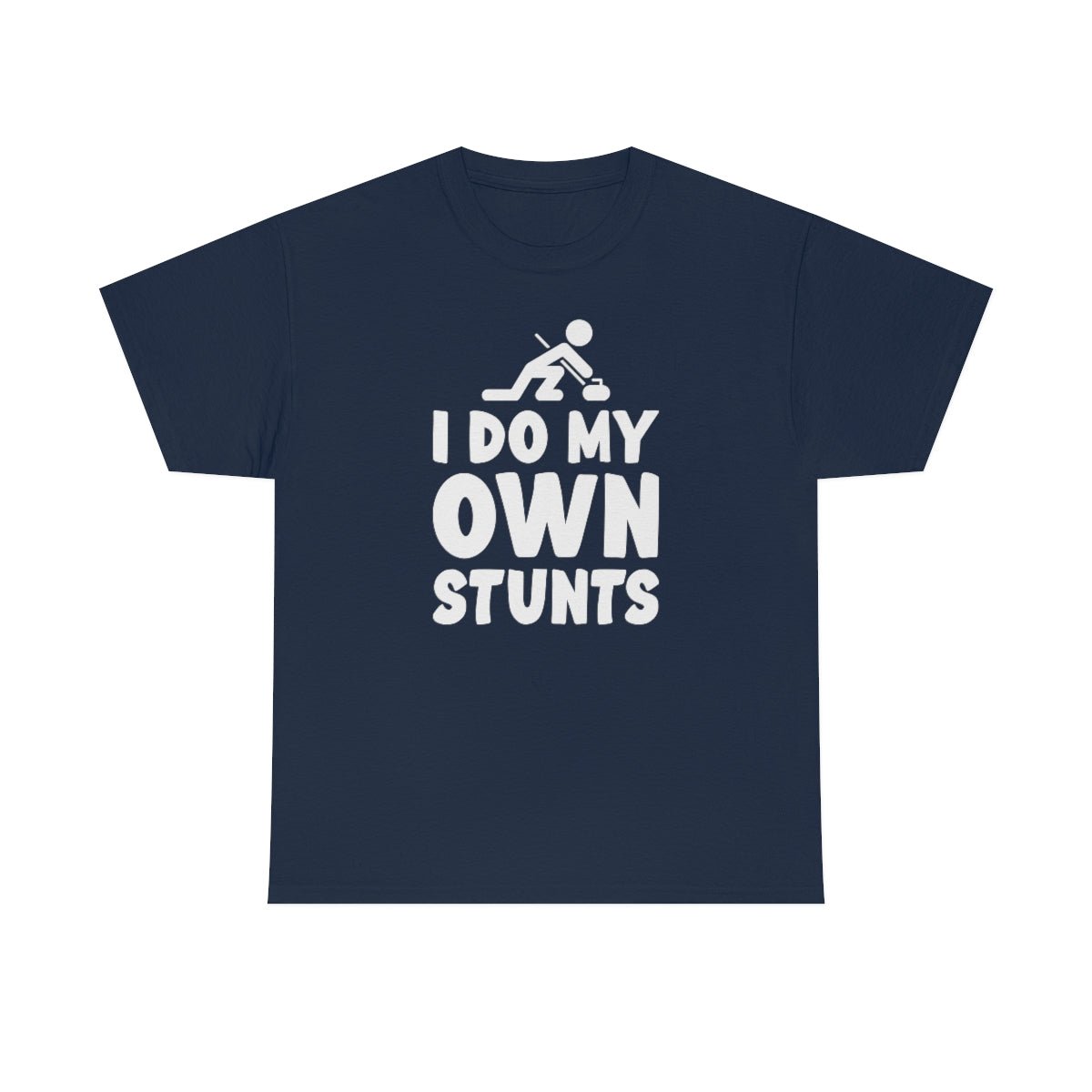 I Do My Own Stunts Cotton Tee Navy