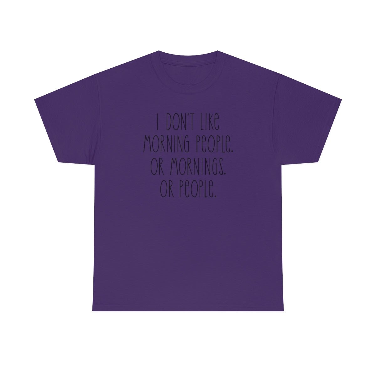 I don't like morning people Men's Heavy Cotton Tee Purple