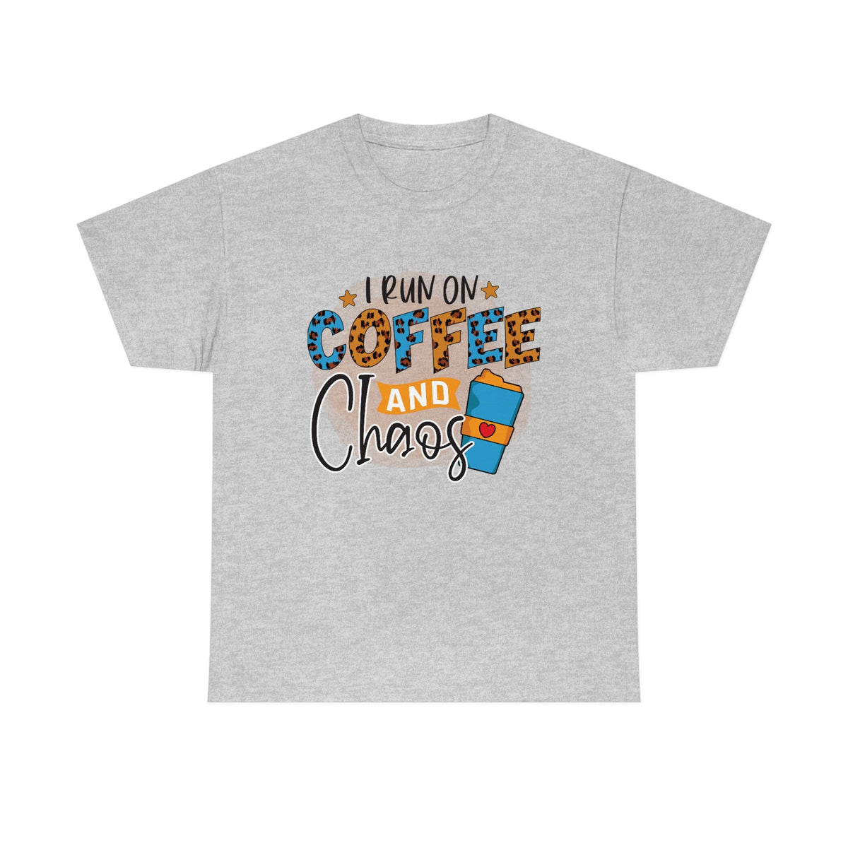 I Run on Coffee and Chaos Men's Heavy Cotton Tee Sport Grey