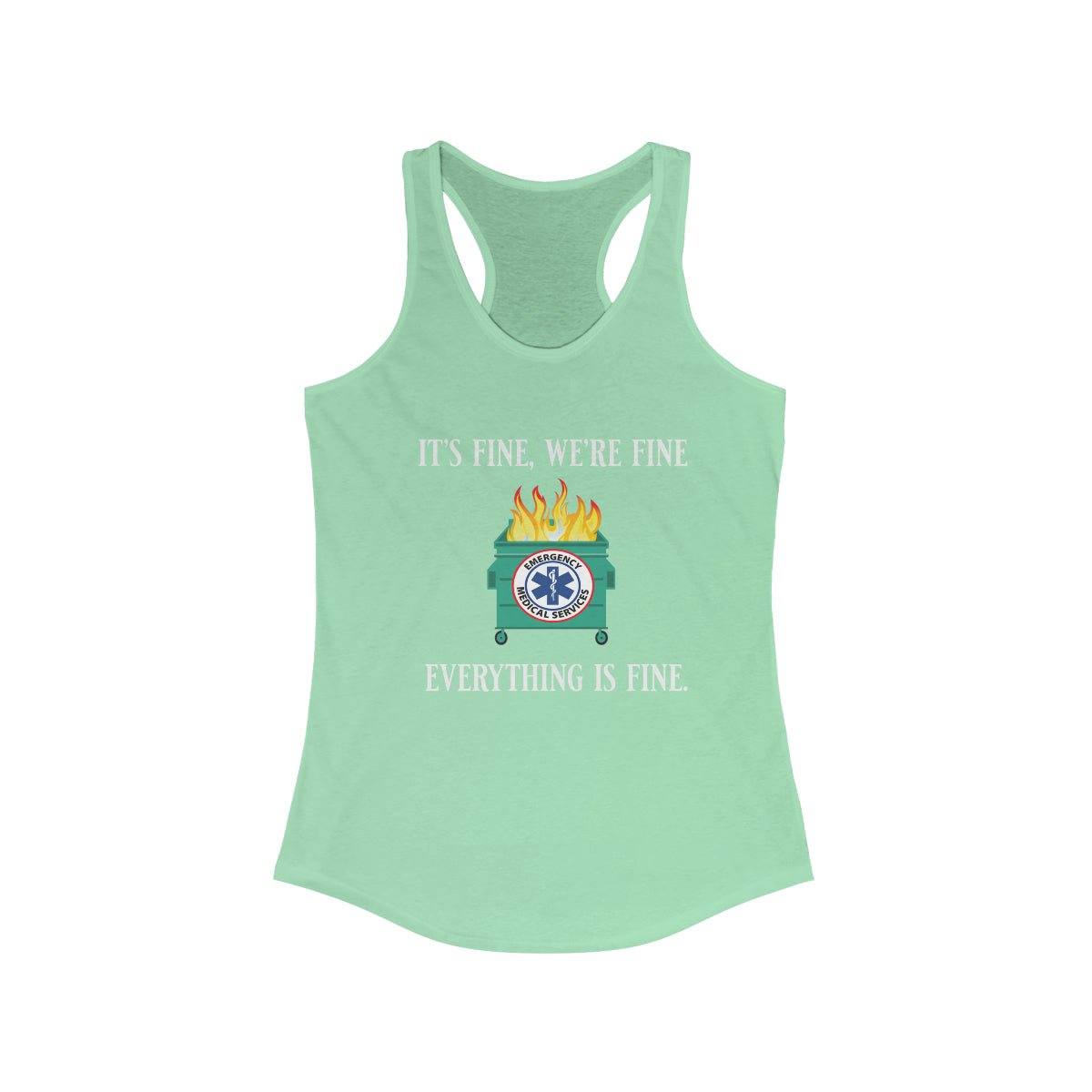 It's Fine, We're Fine.... Everything is Fine Women's Ideal Racerback Tank Solid Mint