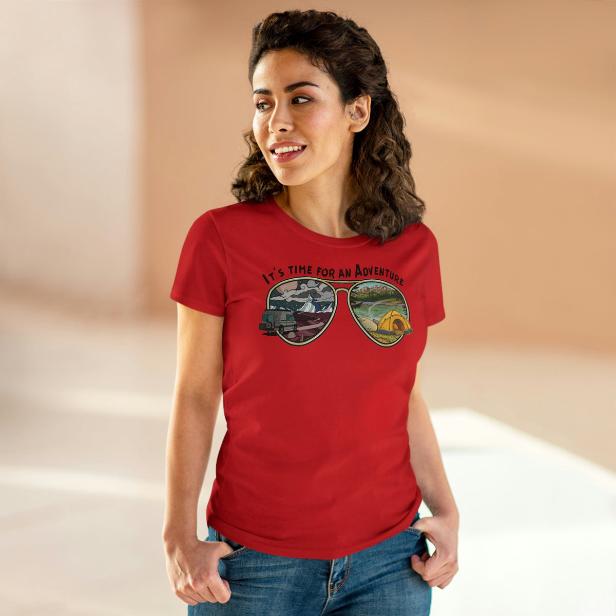 It's Time For An Adventure Women's Midweight Cotton Tee Red