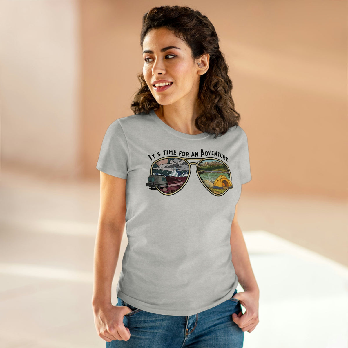 It's Time For An Adventure Women's Midweight Cotton Tee Ash