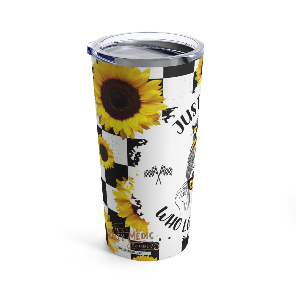 Just A Girl Who Loves Racing Sunflower Tumbler 20oz