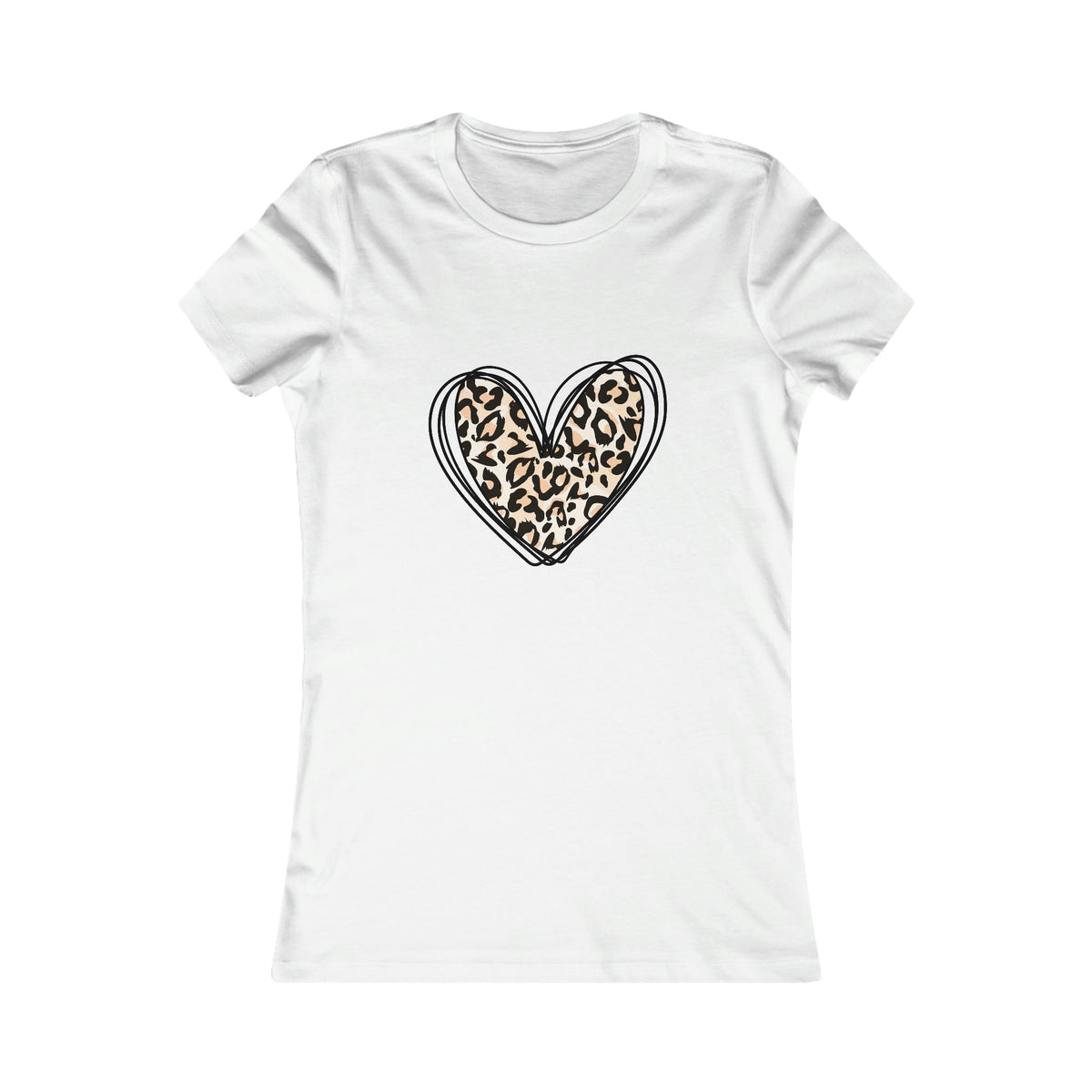 Leopard Heart Women's Tee White