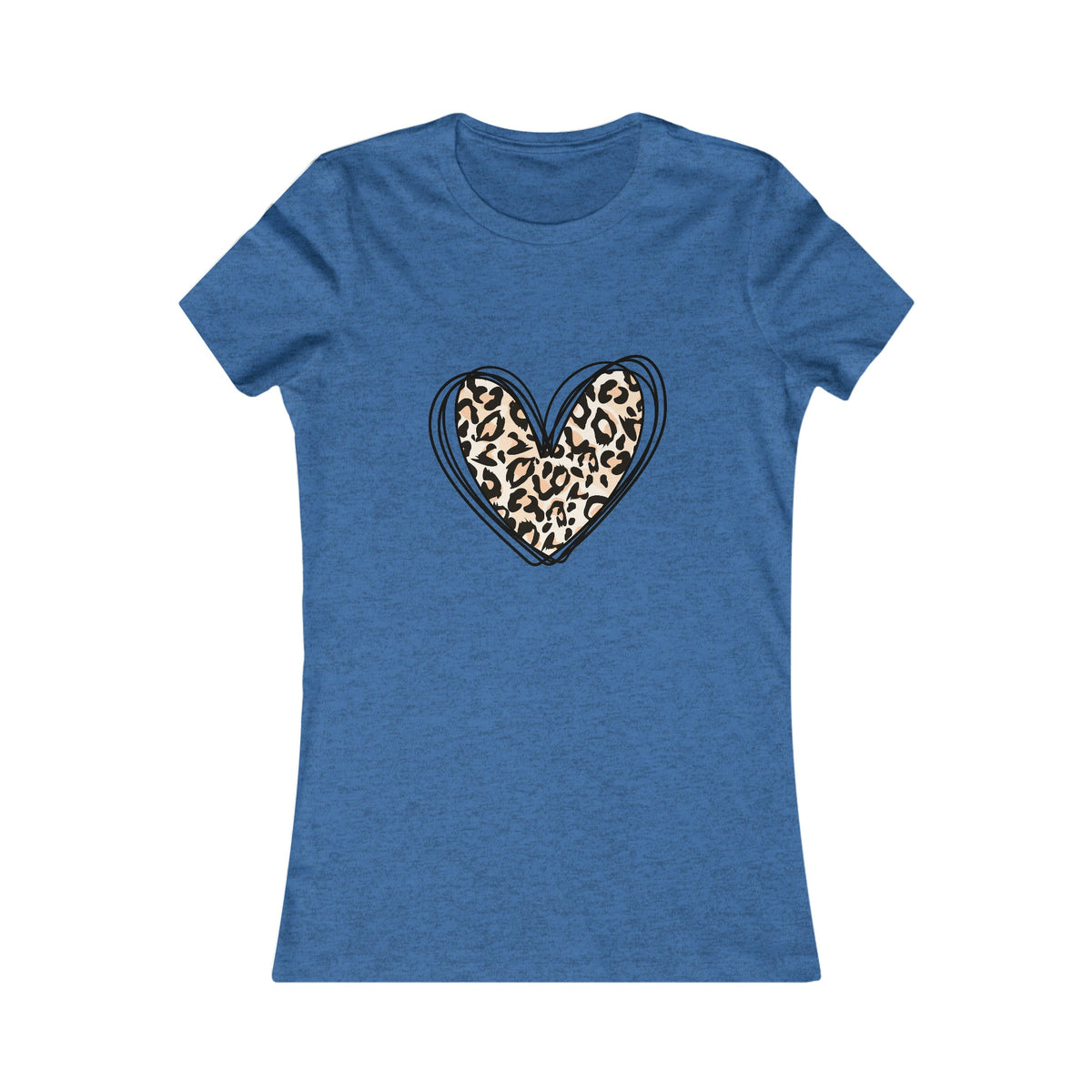 Leopard Heart Women's Tee Heather True Royal