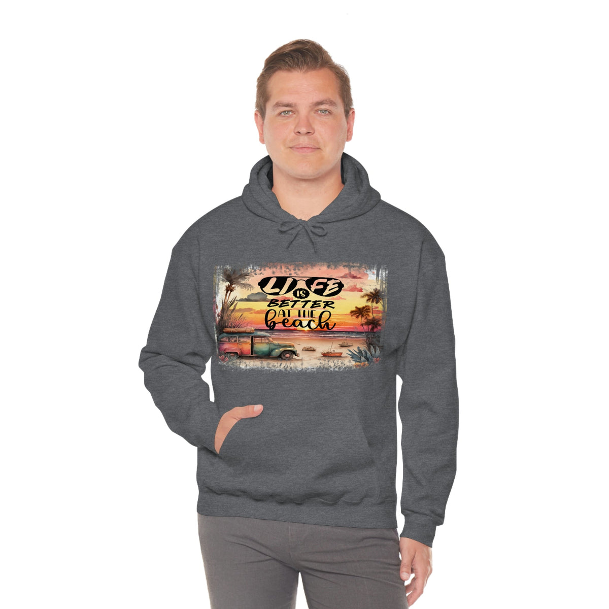 Life is Better at the Beach Unisex Heavy Blend™ Hooded Sweatshirt