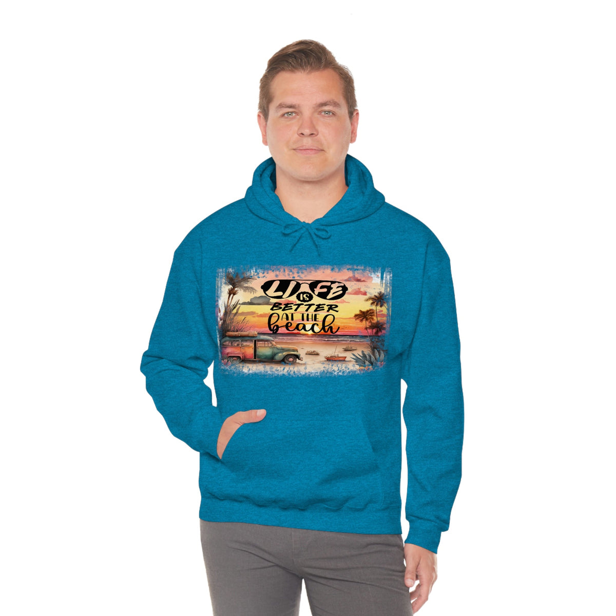 Life is Better at the Beach Unisex Heavy Blend™ Hooded Sweatshirt