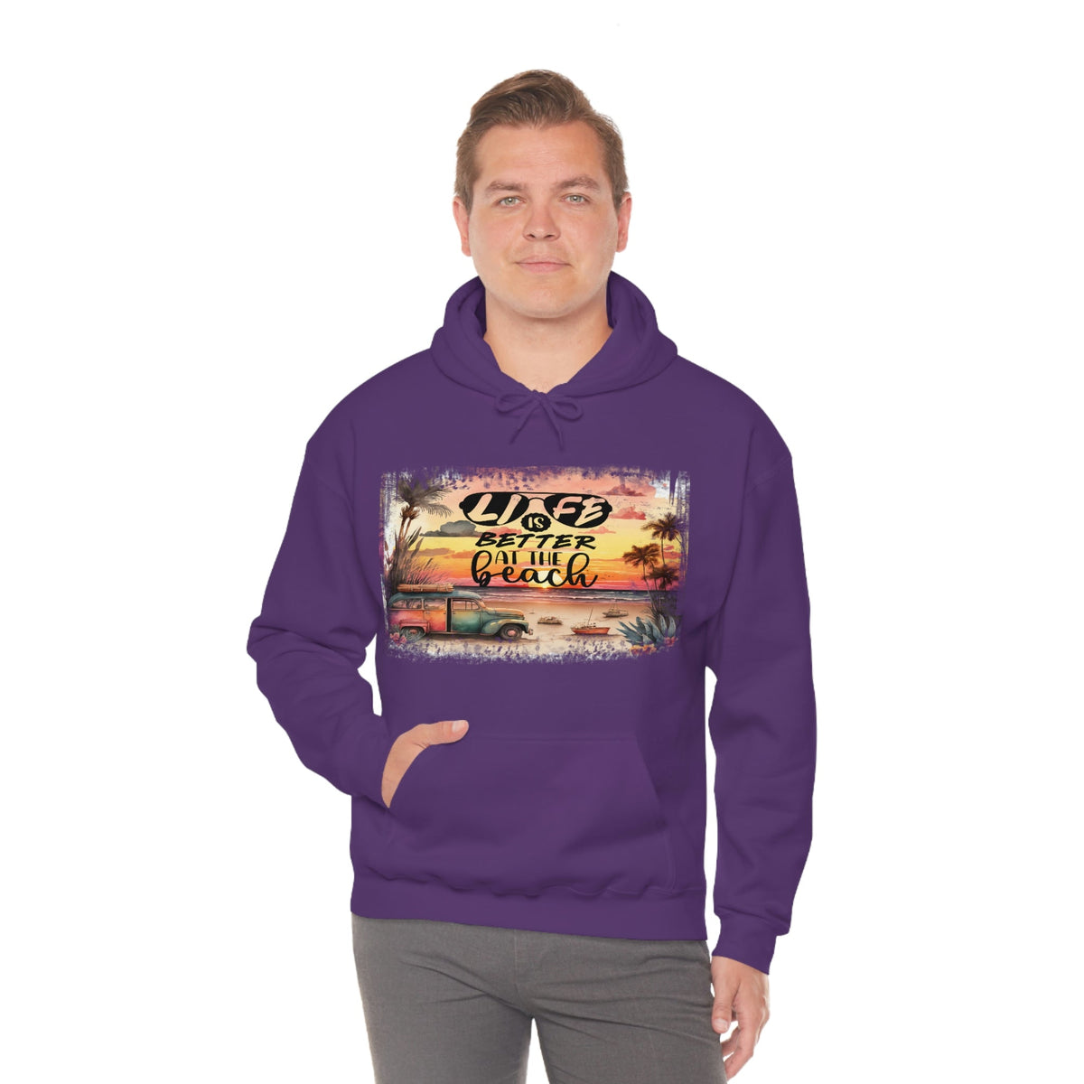 Life is Better at the Beach Unisex Heavy Blend™ Hooded Sweatshirt