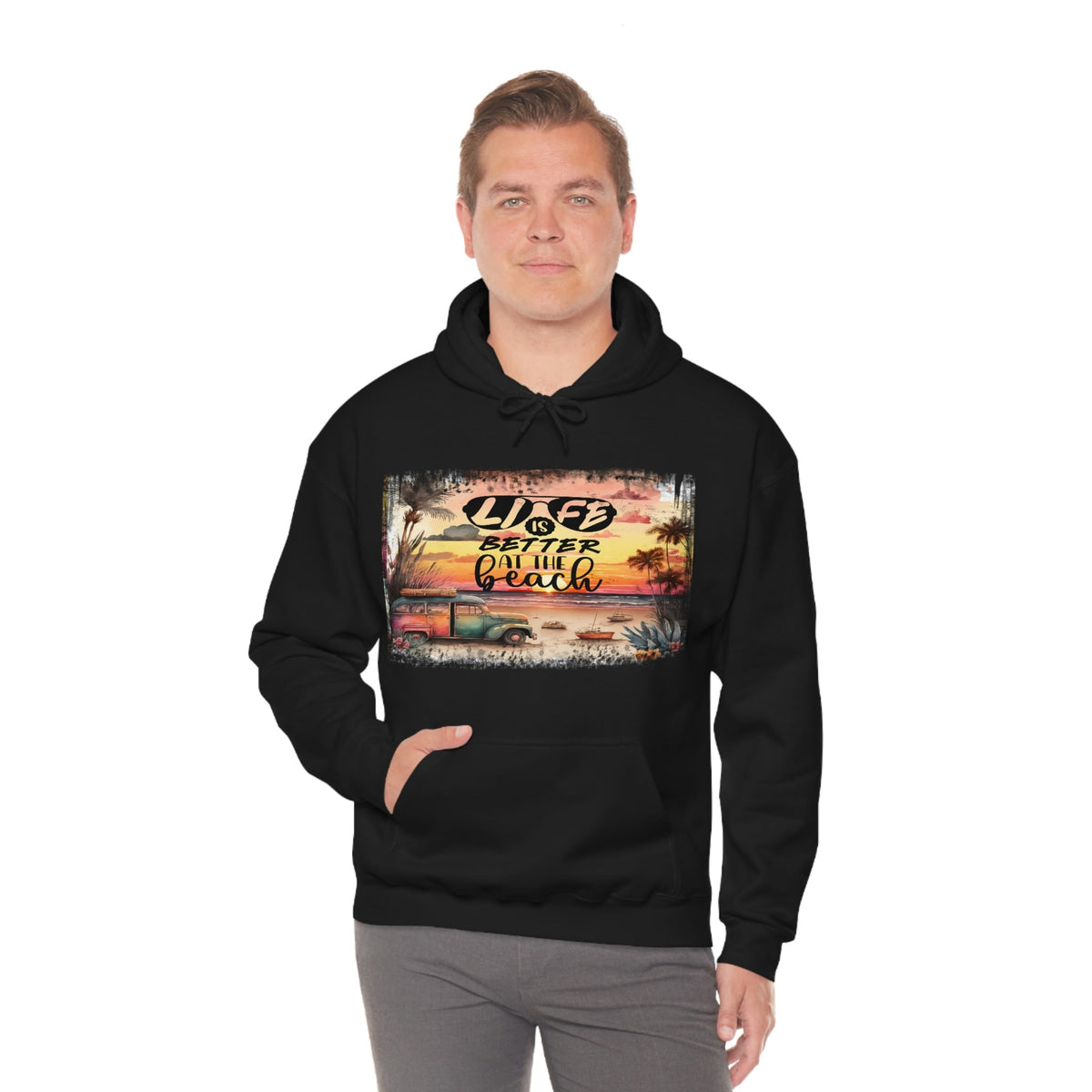 Life is Better at the Beach Unisex Heavy Blend™ Hooded Sweatshirt