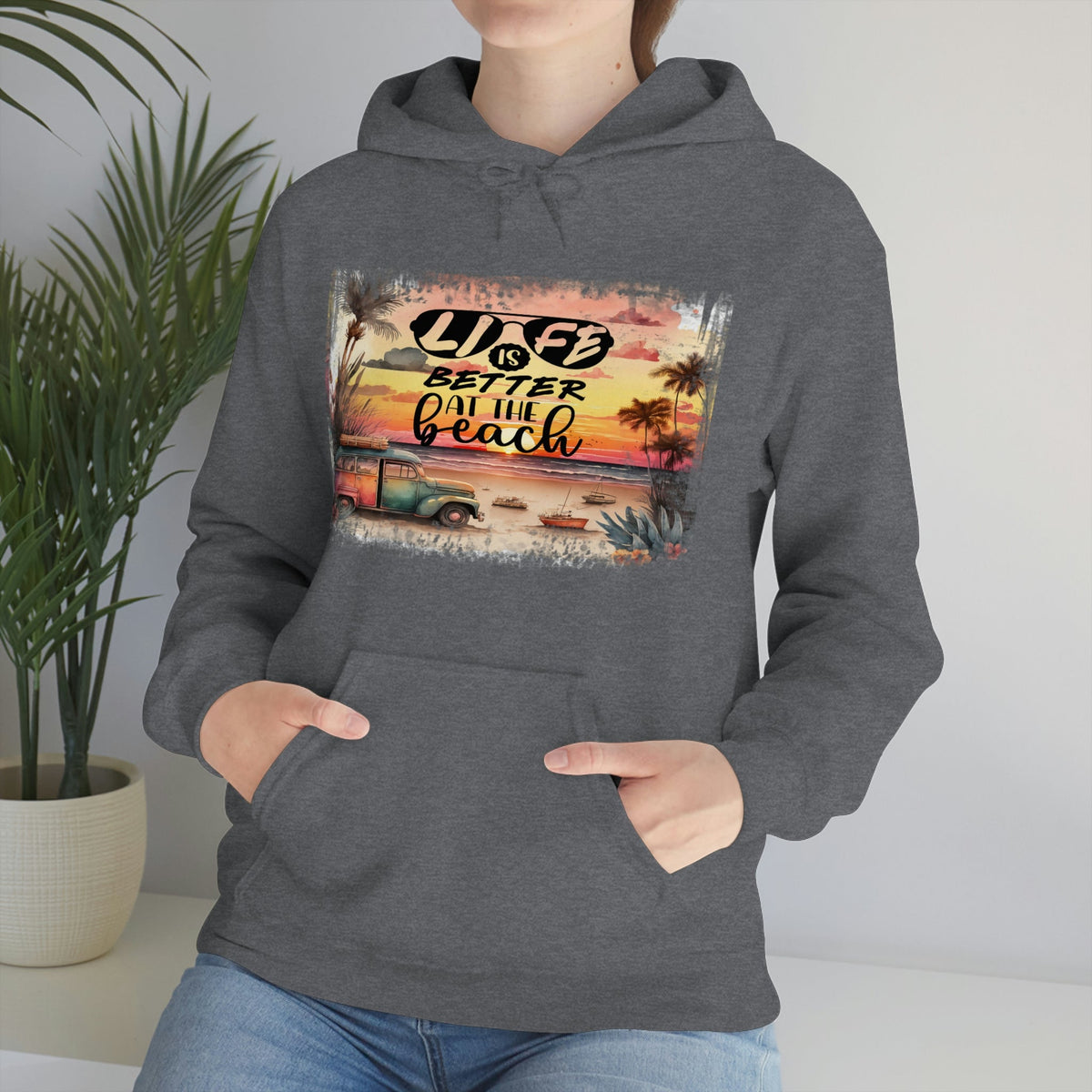 Life is Better at the Beach Unisex Heavy Blend™ Hooded Sweatshirt