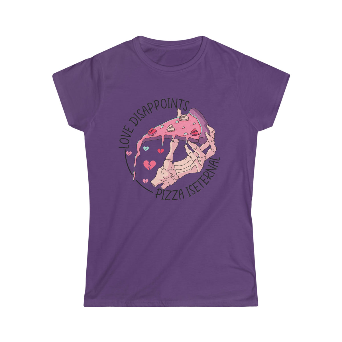 Love Disappoints, Pizza Is Eternal Women's Softstyle Tee Purple